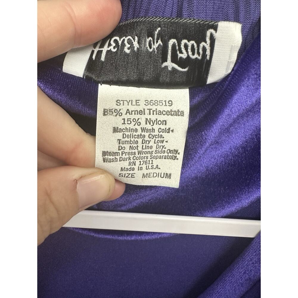 Vintage Robe Helen Of Troy Womens M Velvet Velour Royal Purple Belted Grannycore - Picture 3 of 10